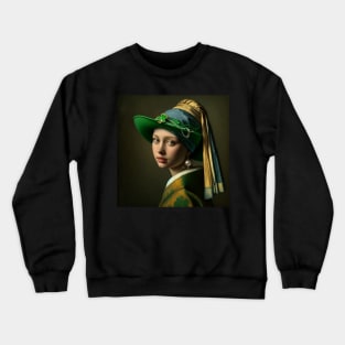 St. Paddy's Pearl: Girl with a Pearl Earring St. Patrick's Day Celebration Crewneck Sweatshirt